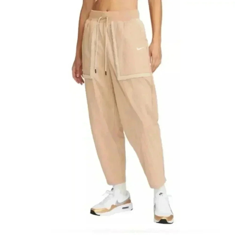 Nike Women’s Essential Woven Loose High Rise‎ Curve Pants Shearling Pockets Med